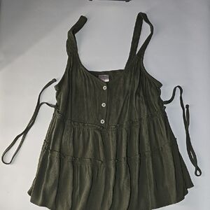 Women's Olive Green Sleeveless Top